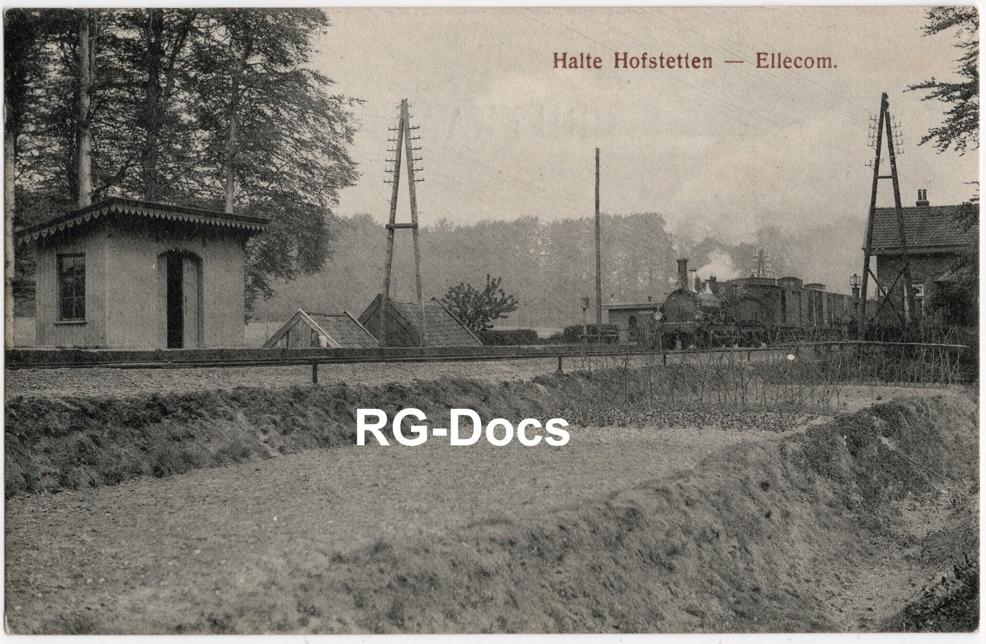 Ansichtkaart - Briefkaart Stoomtrein bij Halte Hofstetten Ellecom, Gelderland (ca. 1915)