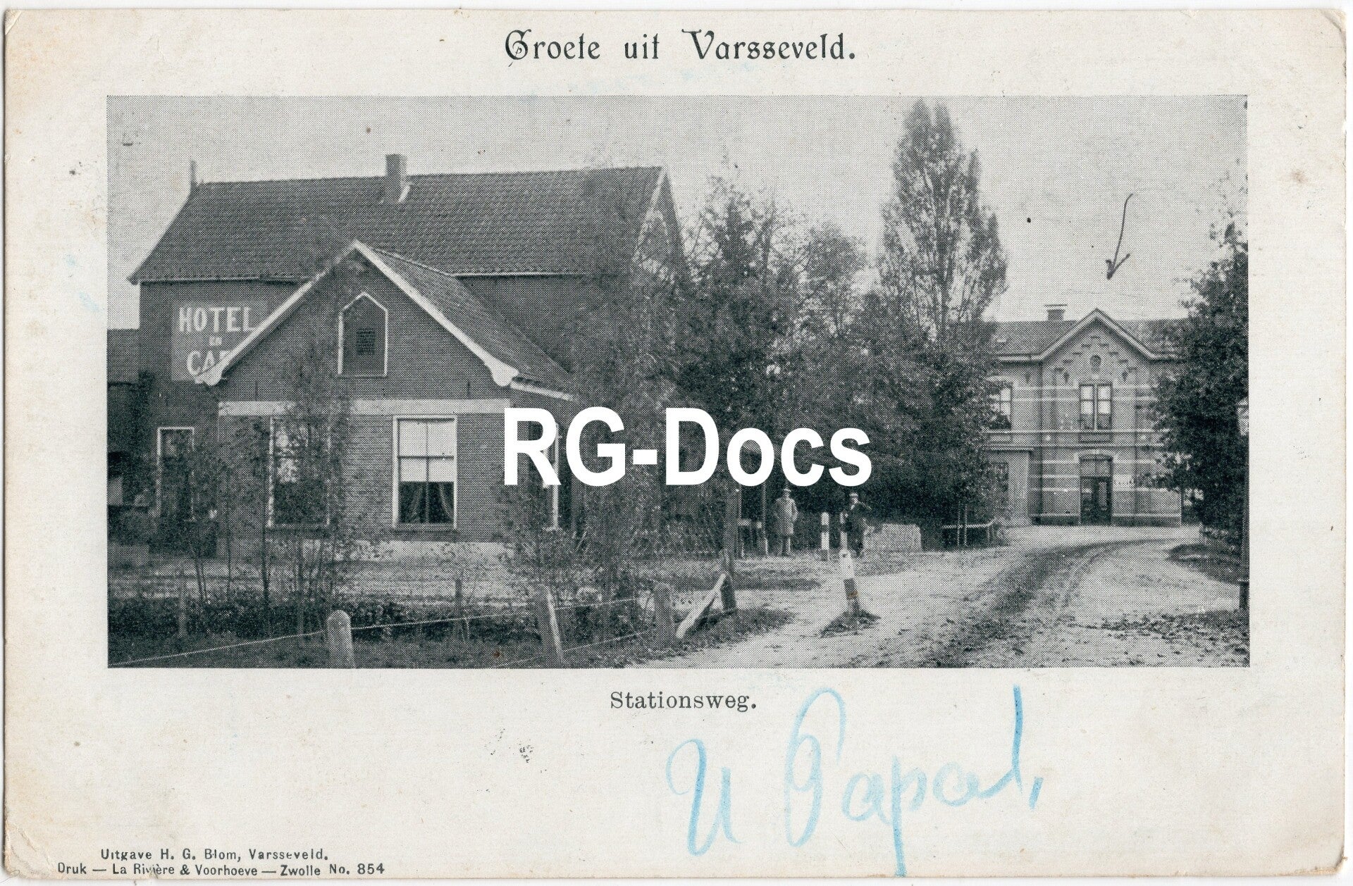 Ansichtkaart - Briefkaart Varsseveld, Trein Stationsweg (1907)