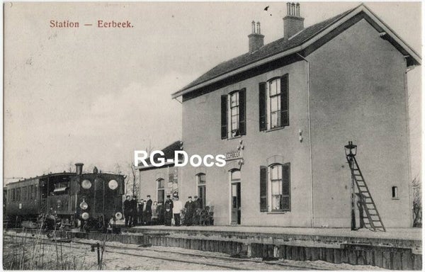 Ansichtkaart - Briefkaart Trein Station Eerbeek - Stoomtrein met personeel, Gelderland (ca. 1905)