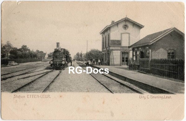 Ansichtkaart - Briefkaart Trein Station Etten-Leur, Stoomtrein, Noord-Brabant (ca. 1910)