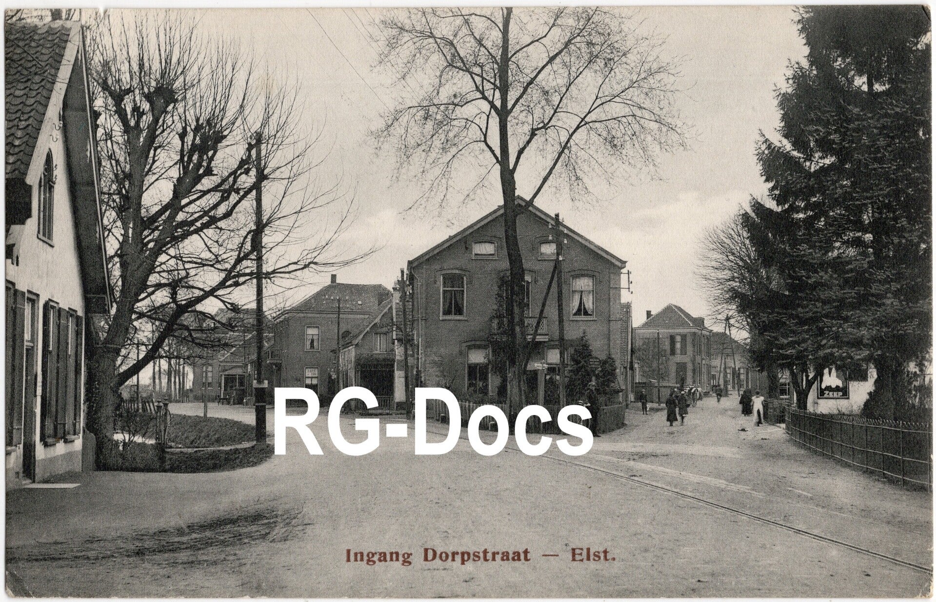 Ansichtkaart - Briefkaart Tramspoor Dorpstraat Elst, Gelderland (1926)