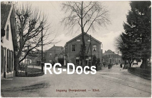 Ansichtkaart - Briefkaart Tramspoor Dorpstraat Elst, Gelderland (1926)