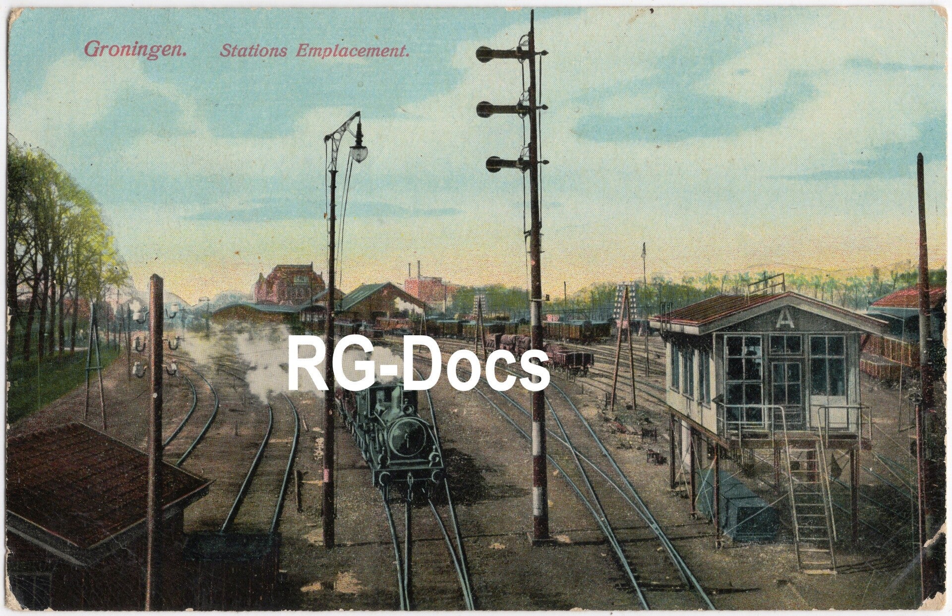 Ansichtkaart - Groningen Trein Stations Emplacement (1915)