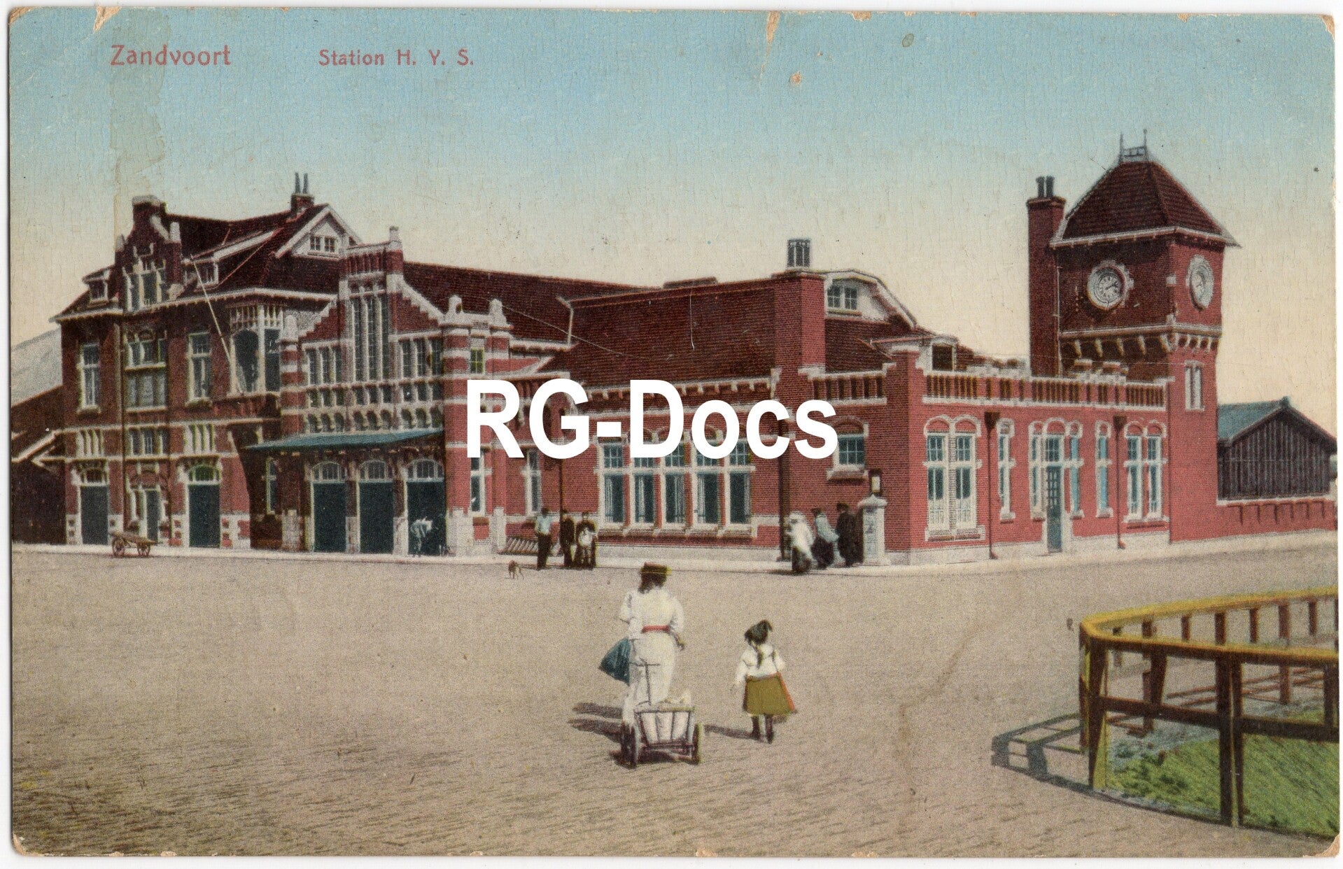 Ansichtkaart - Briefkaart Trein Station H. Y. S. Zandvoort (1914)