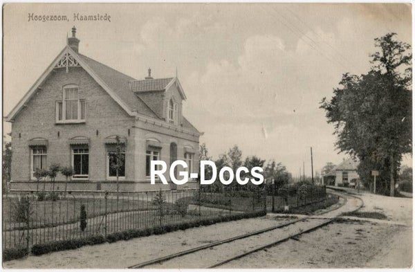 Ansichtkaart - Briefkaart Gezicht op Hoogezoom Haamstede - met RTM tramlijn, Zeeland (ca. 1915)