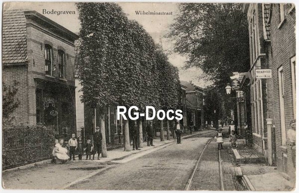 Ansichtkaart - Briefkaart Straatbeeld Bodegraven - Wilhelminastraat, Zuid-Holland (1911)
