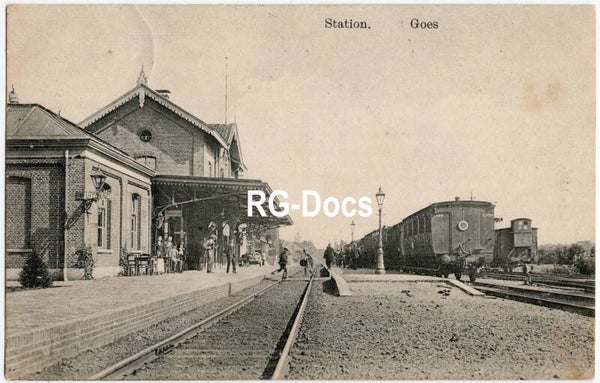 Ansichtkaart - Briefkaart Trein Station Goes, Zeeland (1915)