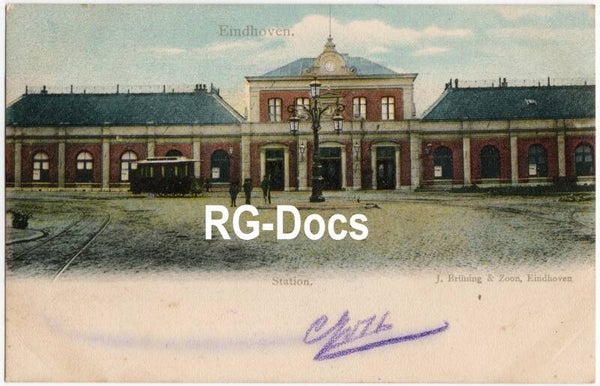 Ansichtkaart - Briefkaart Trein Station Eindhoven, Noord-Brabant (1904)
