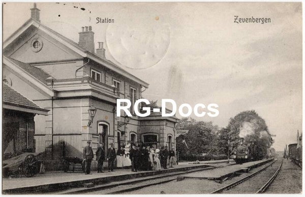 Ansichtkaart - Briefkaart Trein Station Zevenbergen, Noord-Brabant (1909)