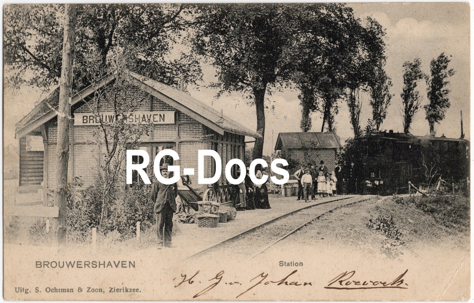 Ansichtkaart - Briefkaart Tram Station Brouwershaven, Zeeland (1905)