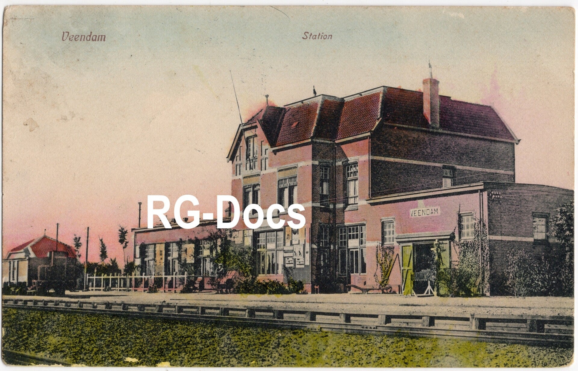 Ansichtkaart - Trein Station Veendam (1916)