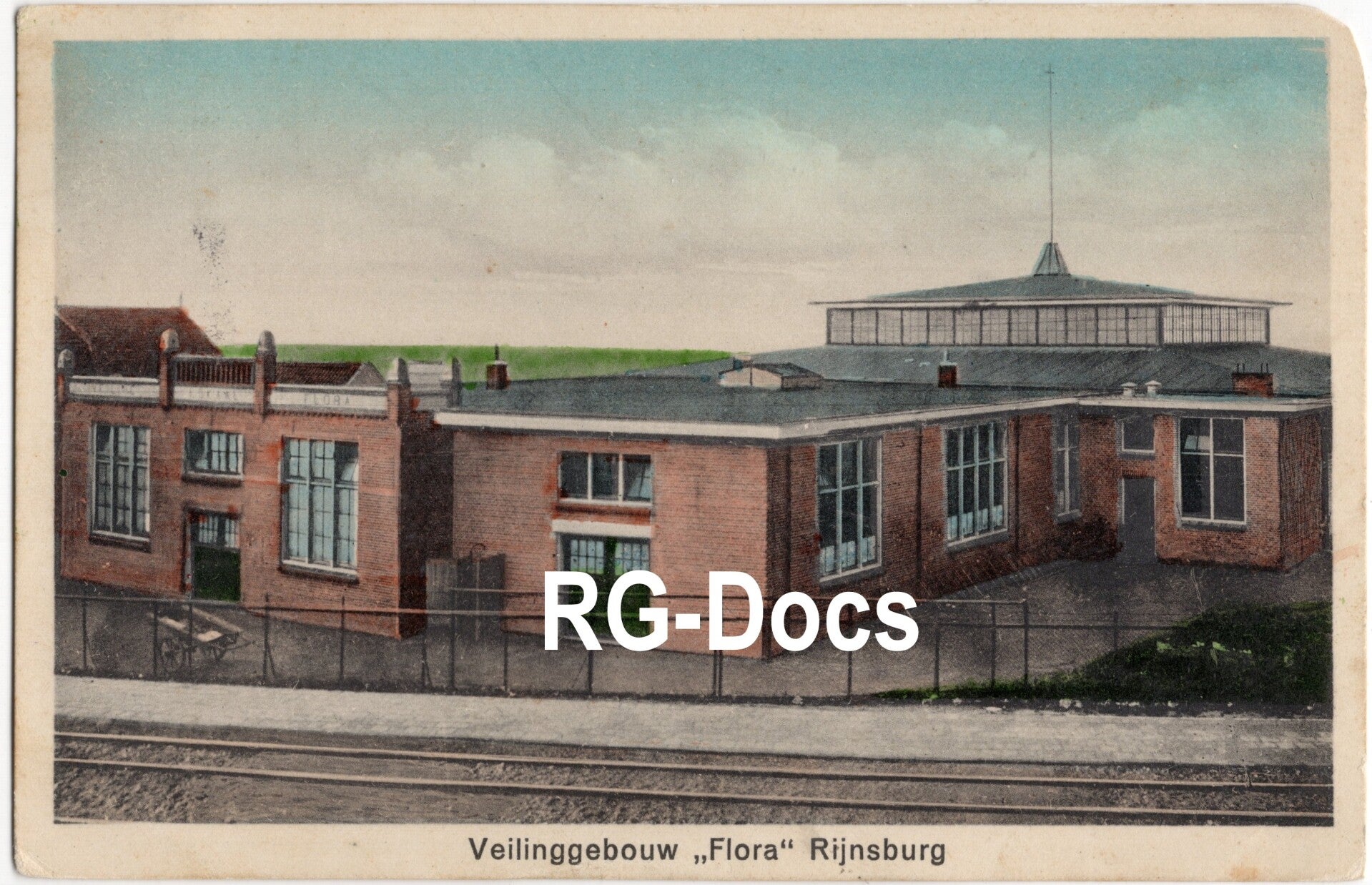 Ansichtkaart - Briefkaart Veilinggebouw Flora Rijnsburg, Zuid-Holland (ca. 1915)
