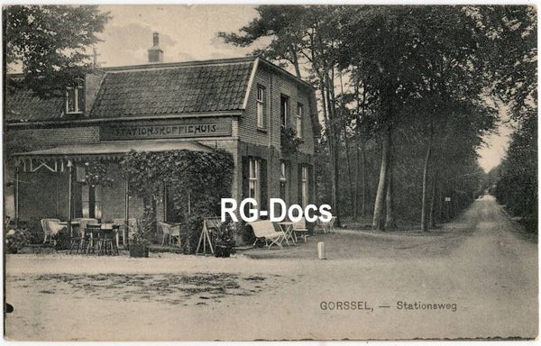 Ansichtkaart - Briefkaart Trein Stationskoffiehuis Gorssel, Stationsweg, Gelderland (1911)
