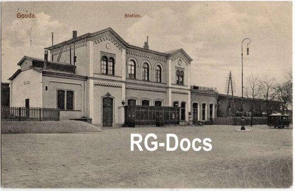 Ansichtkaart - Briefkaart Trein Station Gouda, Zuid-Holland (1915)