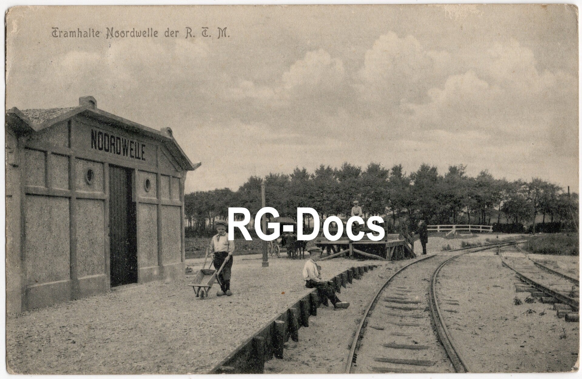 Ansichtkaart - Briefkaart Tramhalte Noordwelle - R. T. M., Zeeland (1922)