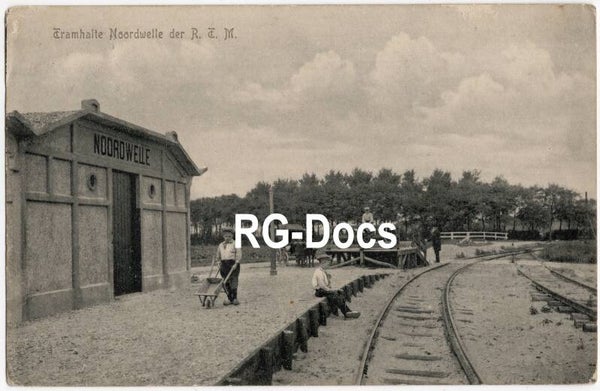 Ansichtkaart - Briefkaart Tramhalte Noordwelle - R. T. M., Zeeland (1922)