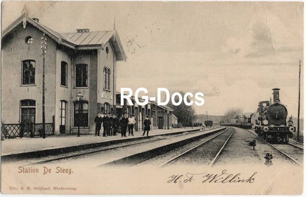 Ansichtkaart - Briefkaart Trein Station De Steeg met Stoomtrein, Gelderland (1908)