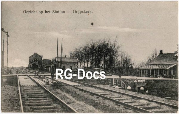 Ansichtkaart - Briefkaart Trein Station Grijpskerk, Groningen (ca. 1920)