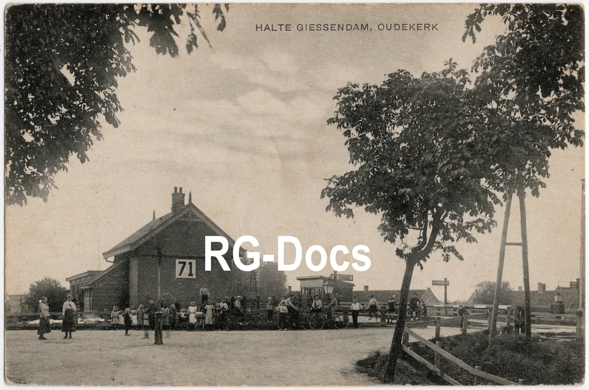 Ansichtkaart - Briefkaart Trein Halte Giessendam, Oudekerk, Zuid-Holland (ca. 1910)