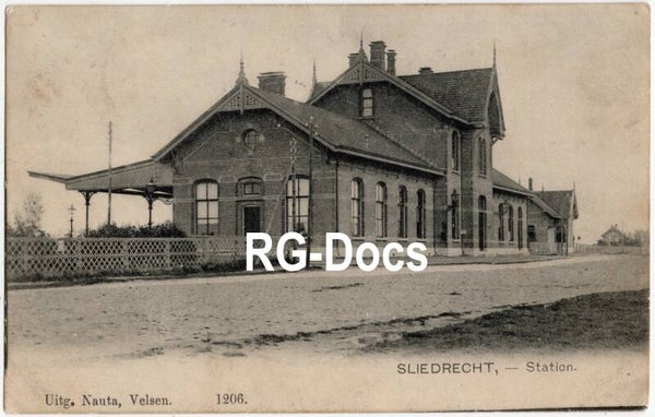Ansichtkaart - Briefkaart Trein Station Sliedrecht, Zuid-Holland (1906)