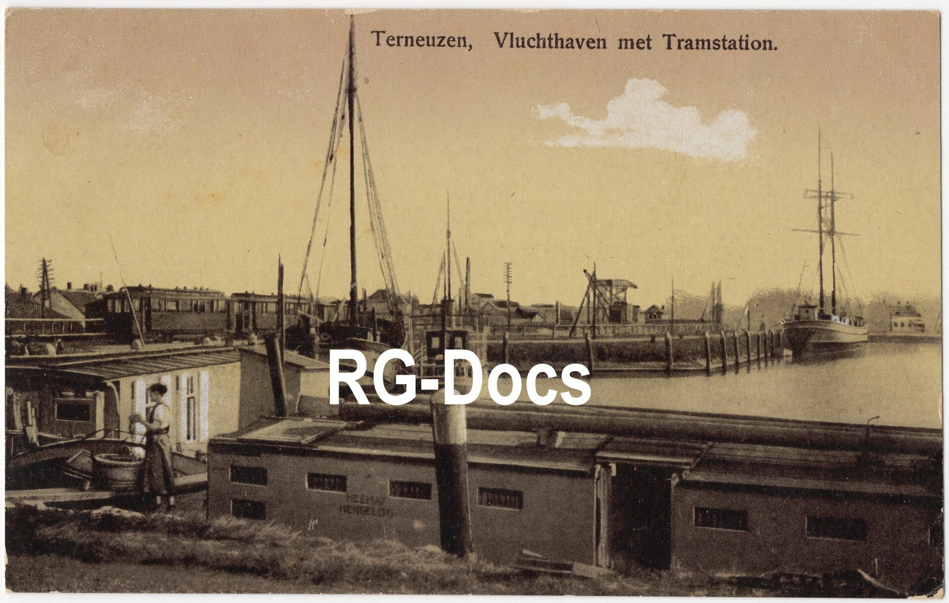 Ansichtkaart - Briefkaart Vluchthaven met Tramstation Terneuzen, Zeeland (1925)