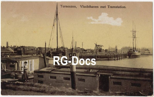 Ansichtkaart - Briefkaart Vluchthaven met Tramstation Terneuzen, Zeeland (1925)