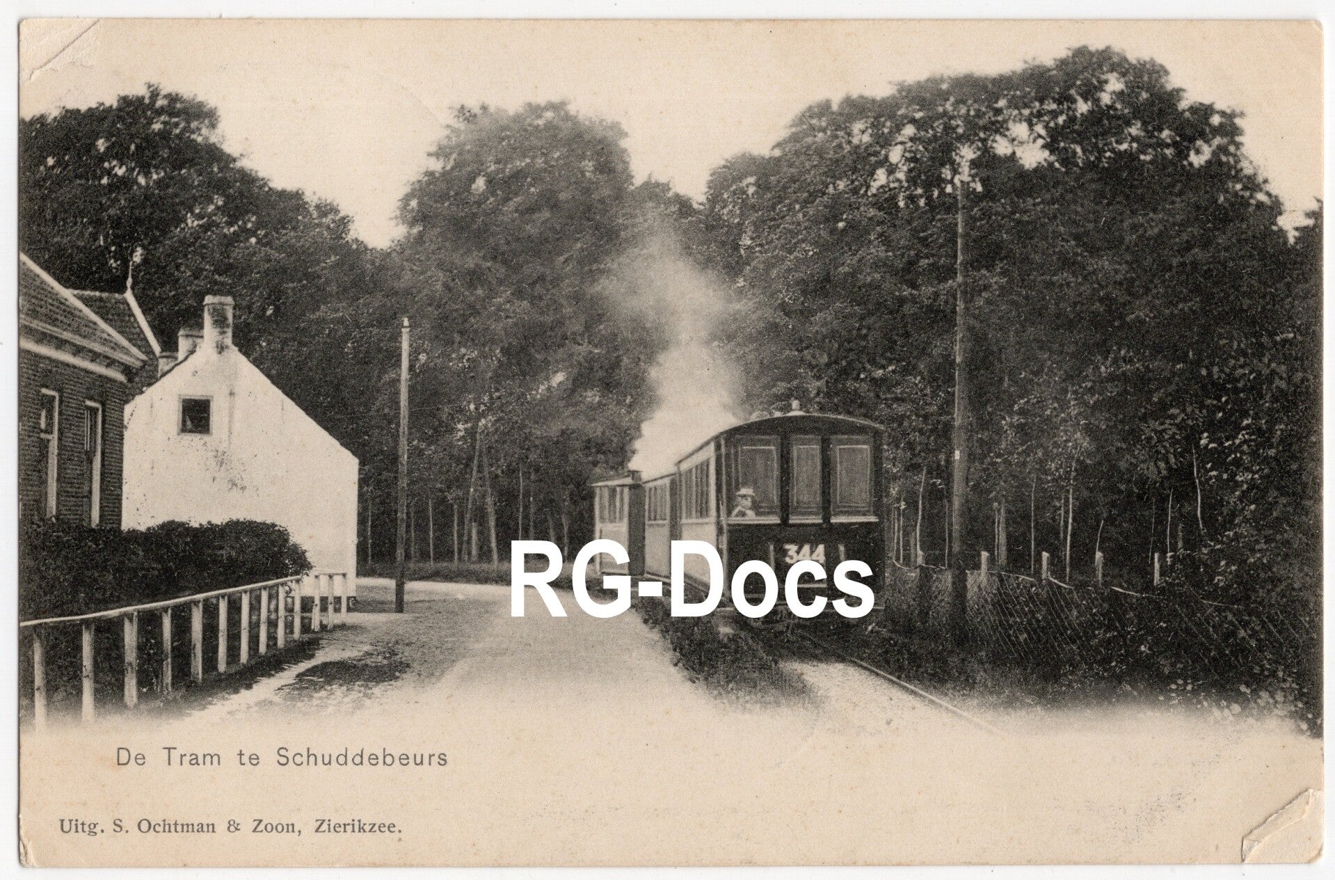 Ansichtkaart - Briefkaart De Tram Schuddebeurs - Stoomtram 344, Zeeland (1910)