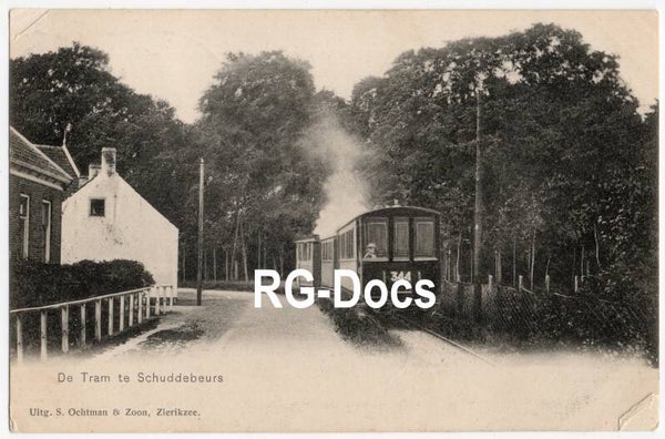Ansichtkaart - Briefkaart De Tram Schuddebeurs - Stoomtram 344, Zeeland (1910)