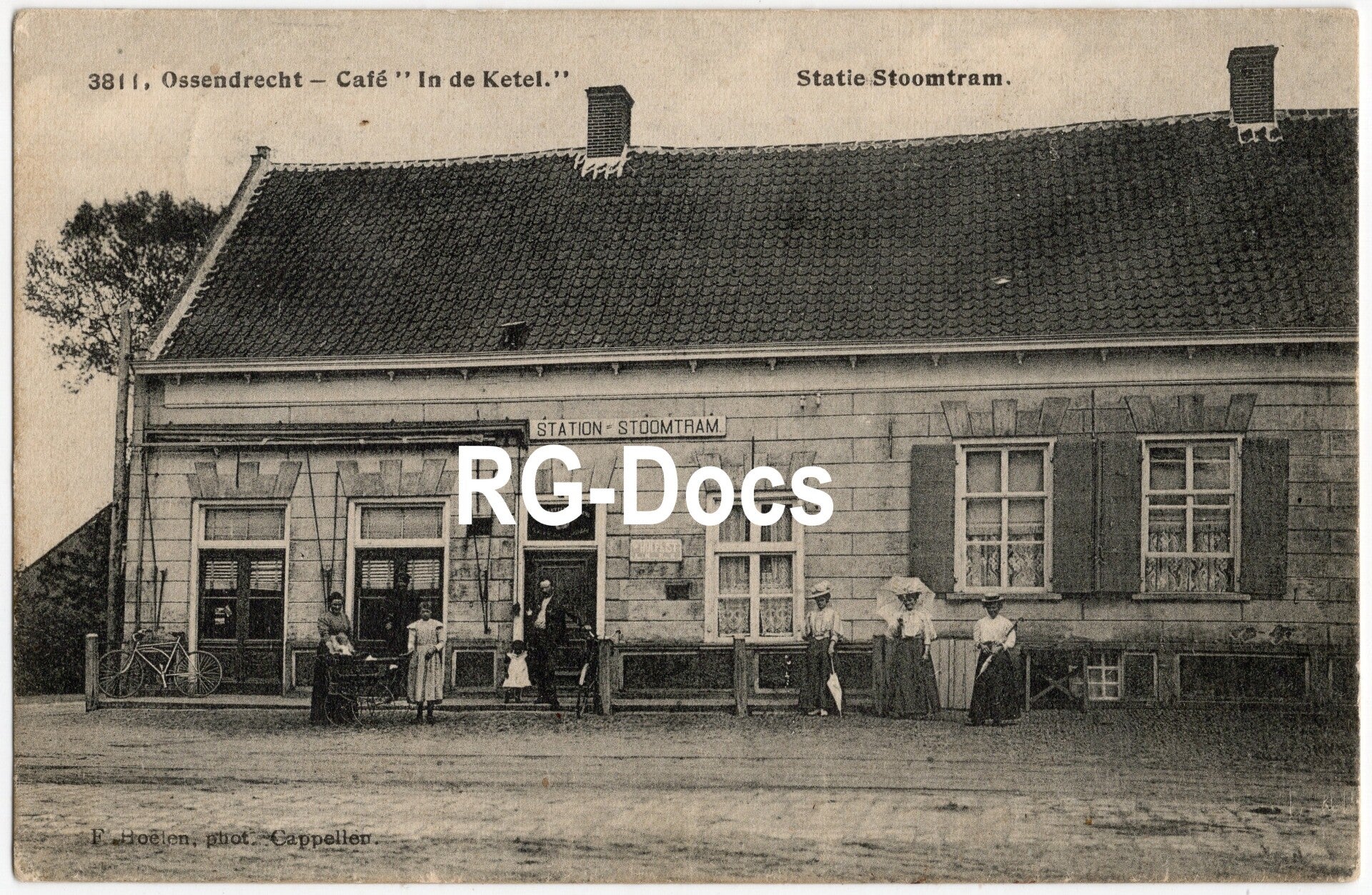 Ansichtkaart - Briefkaart Trein Station Stoomtram Ossendrecht - Café 'In de Ketel', Noord-Brabant (1908)