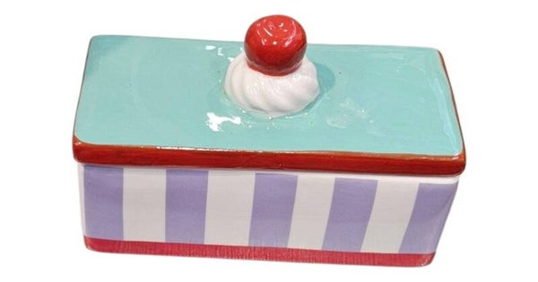 Bewaarpot met deksel " tompouce design " keramiek