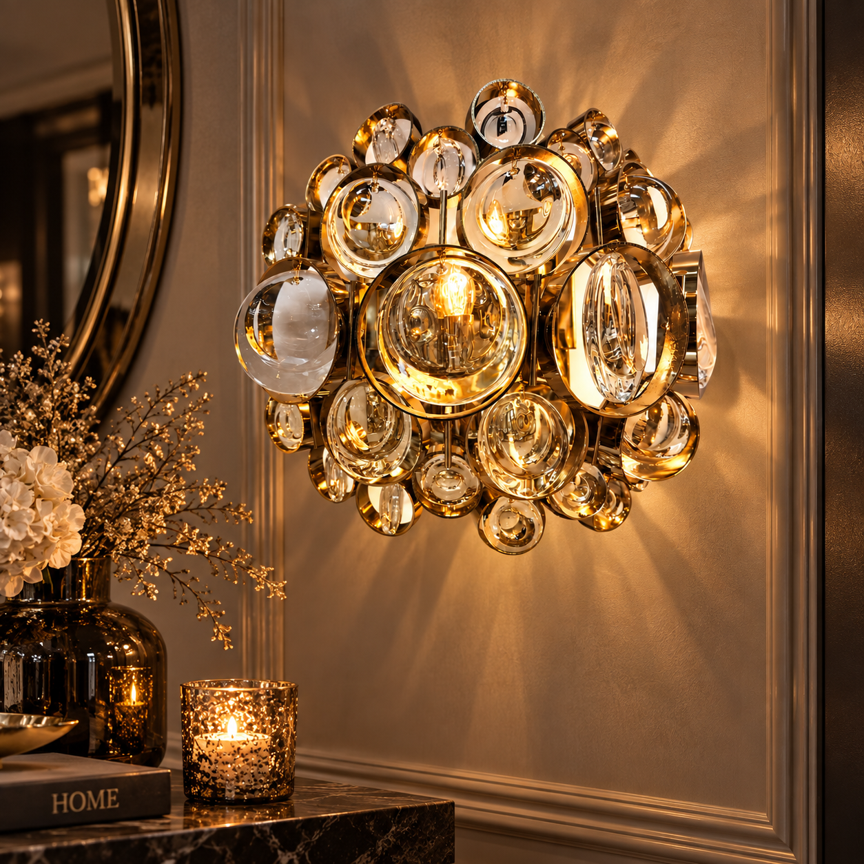 EICHHOLTZ Wandlamp Avant Gold Finish Clear Glass