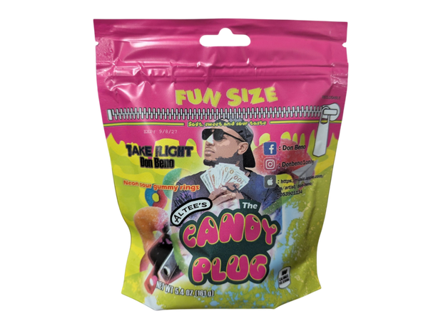'The Candy Plug' Neon Sour Gummy Rings, Don Beno Edition 5.4 OZ | 3 Bags