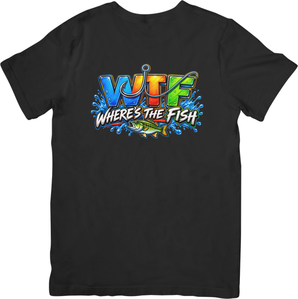 Fun/Humour 158 WTF Where's the fish. Quality Cotton T-Shirt