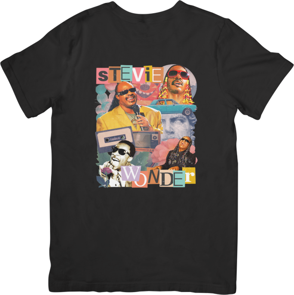 Stevie Wonder 2 Music Unisex Fit for Men & Women Quality Cotton T-Shirt Black