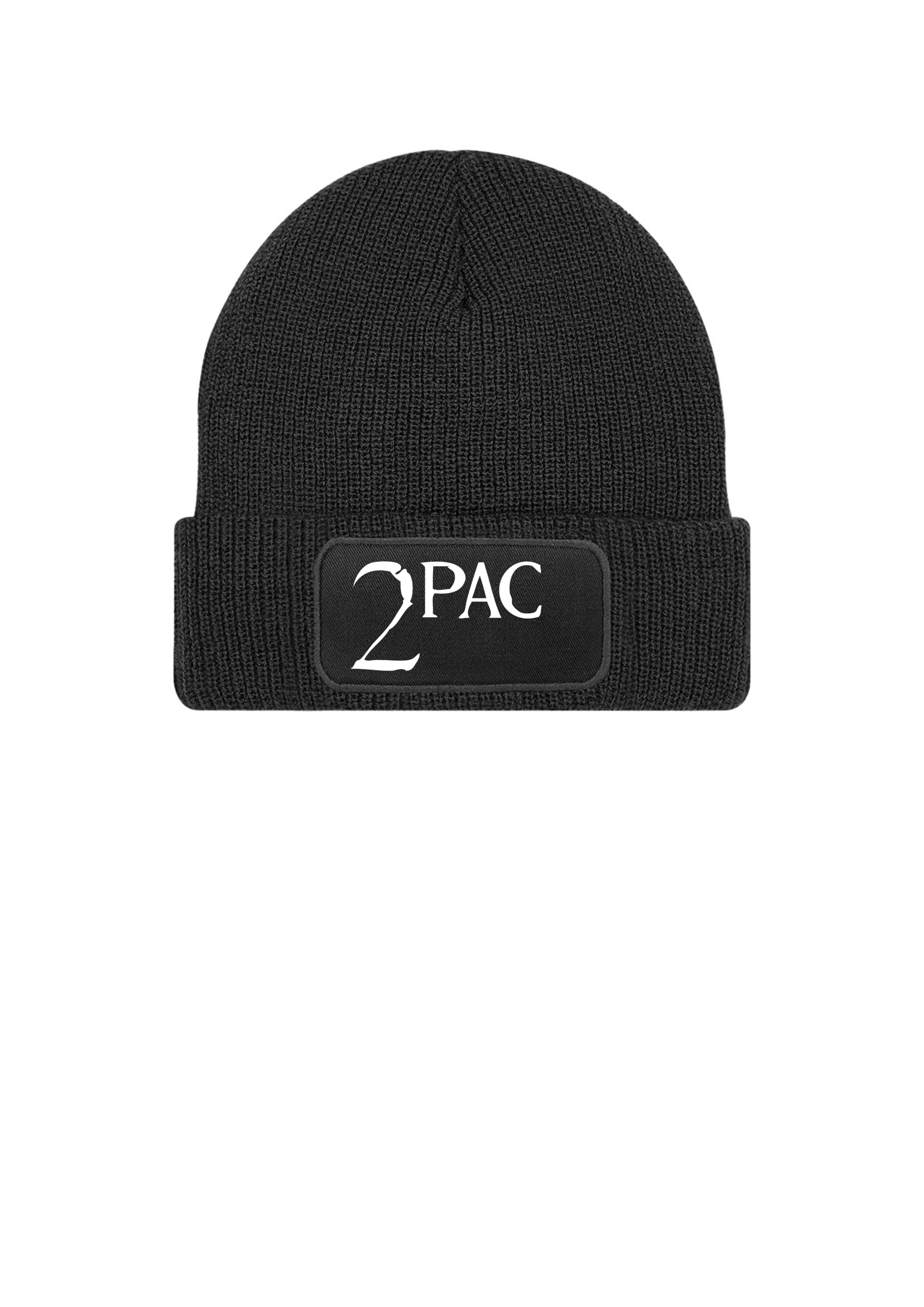 2 Pac logo Beanie Hat Music Unisex Black/Gray One Size