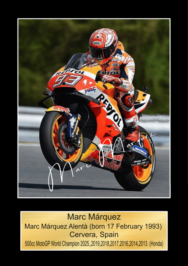 Marc Marquez 2025 Moto GP/TT Races signed  Poster Wall Art Memorabilia gift A5,A4,A3.