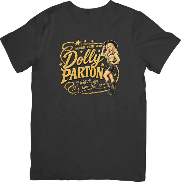 Dolly Parton 3 Music Unisex Fit for Men & Women Quality Cotton T-Shirt Black