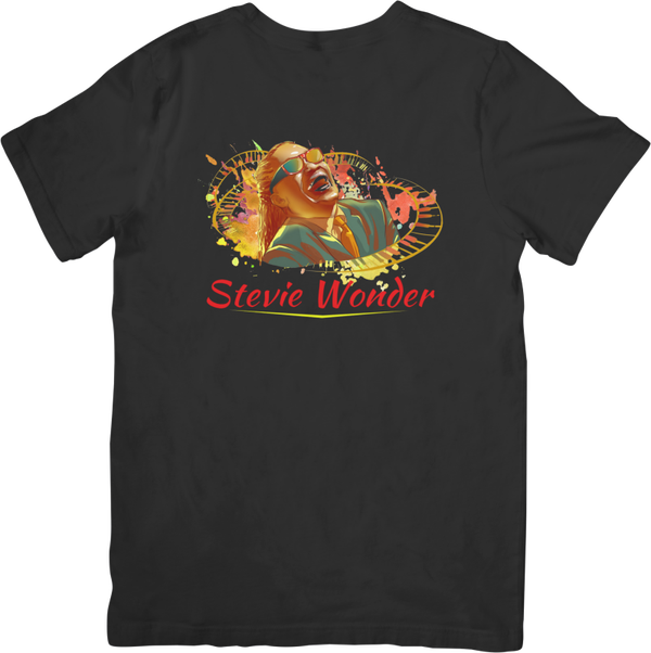 Stevie Wonder 3 Music Unisex Fit for Men & Women Quality Cotton T-Shirt Black