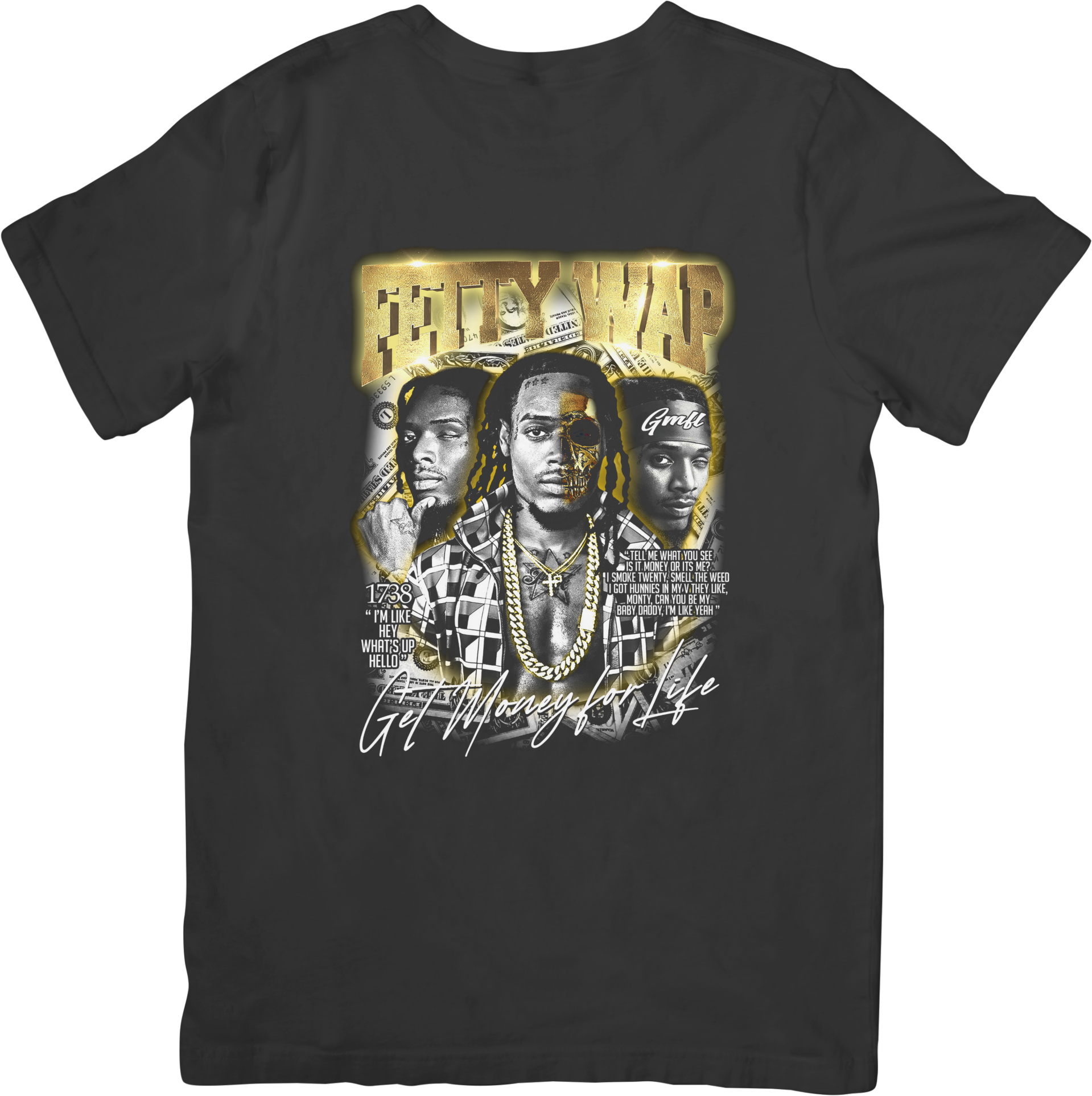 Fetty Wap Rappers Music Unisex Fit for Men & Women Quality Cotton T-Shirt Black