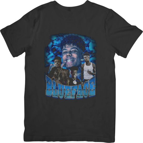 Blue Face  Rappers Music Fit for Men & Women Quality Cotton T-Shirt Black
