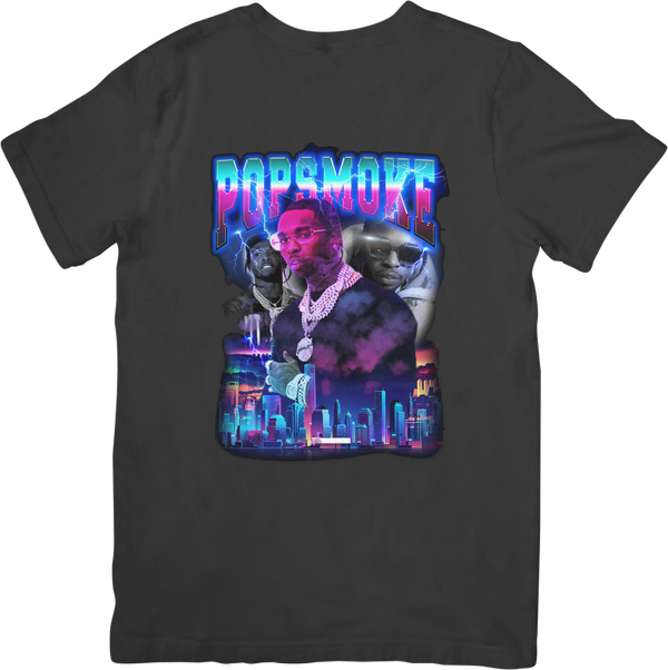 Pop smoke  Rappers Music Fit for Men & Women Quality Cotton T-Shirt Black