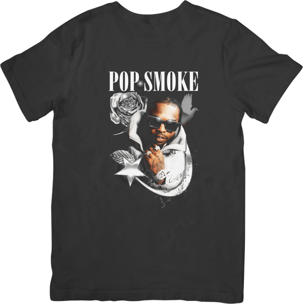 Pop smoke 2  Rappers Music Fit for Men & Women Quality Cotton T-Shirt Black