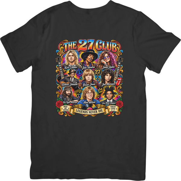 The 27 Cub  #396 Music Men & Women Quality Cotton T-Shirt Black