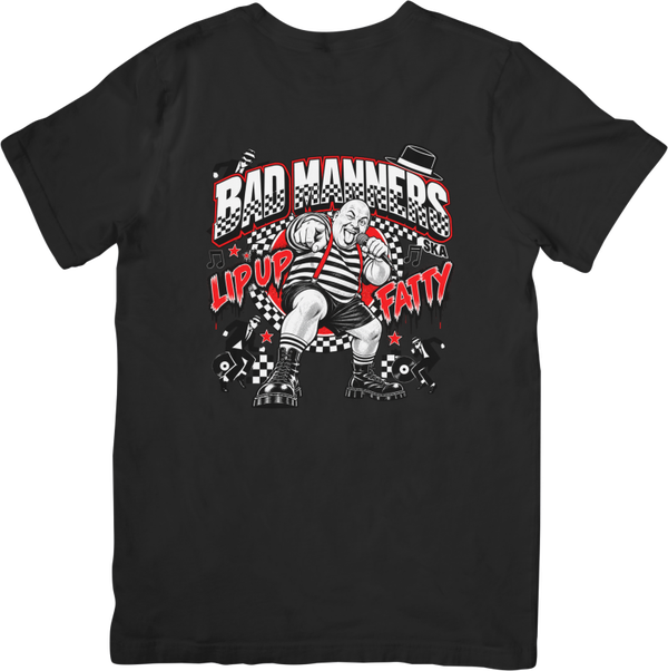 Bad Manners #401 lip up fatty Music Men & Women Quality Cotton T-Shirt Black