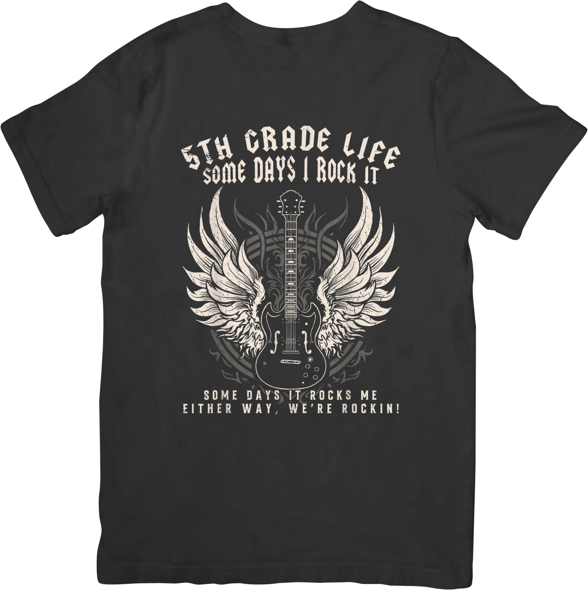 Rock n Roll 5 Music Unisex Fit for Men & Women Quality Cotton T-Shirt Black