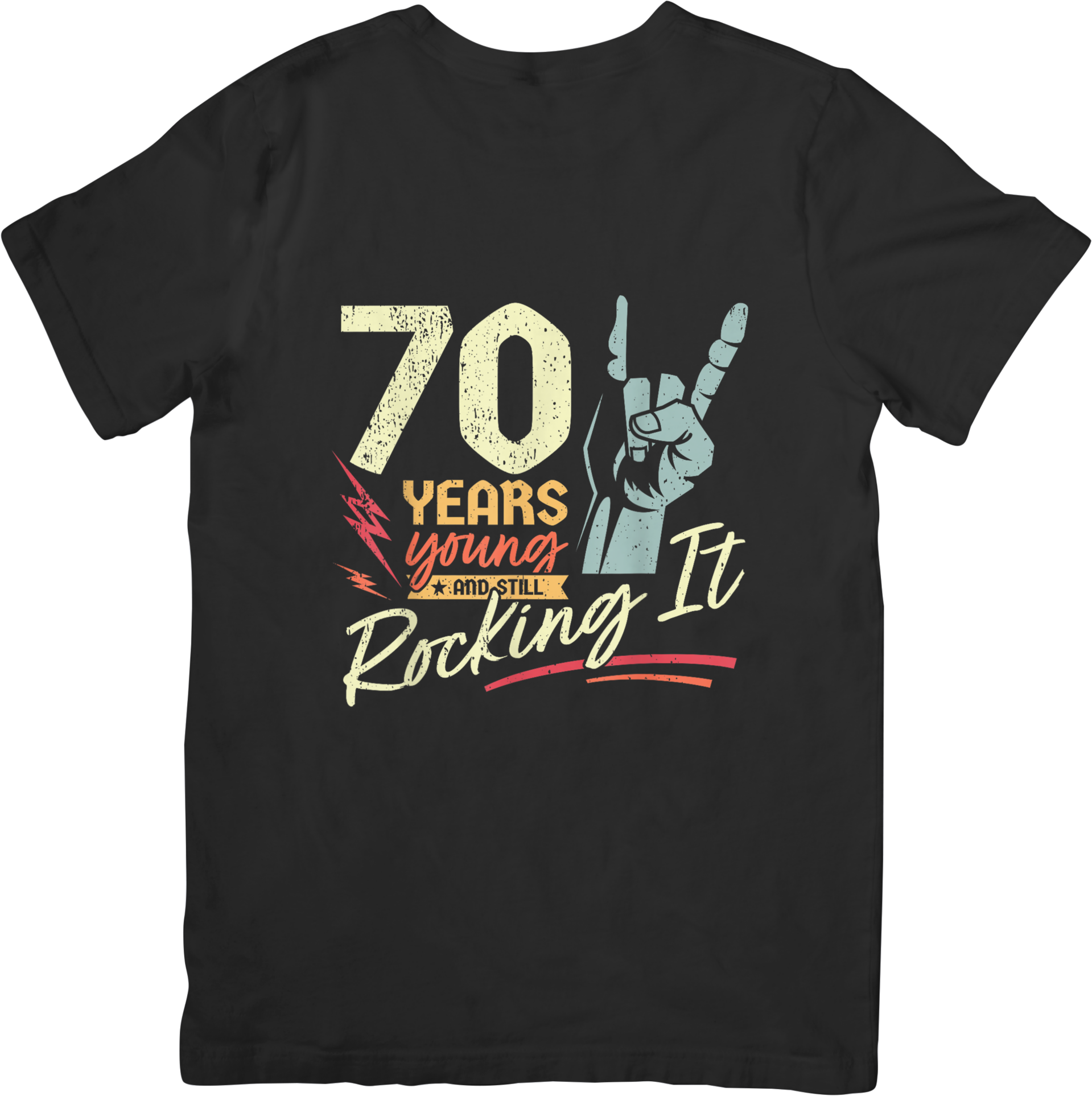 Rock n Roll 7 Music Unisex Fit for Men & Women Quality Cotton T-Shirt Black