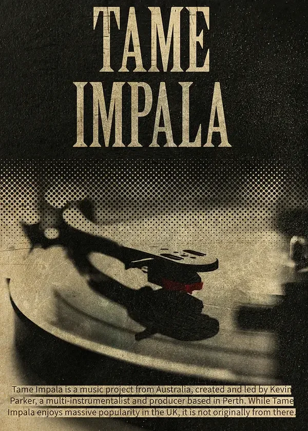 Tame Impala 3  Music Print  Concert Wall Art Memorabilia gift A5,A4,A3