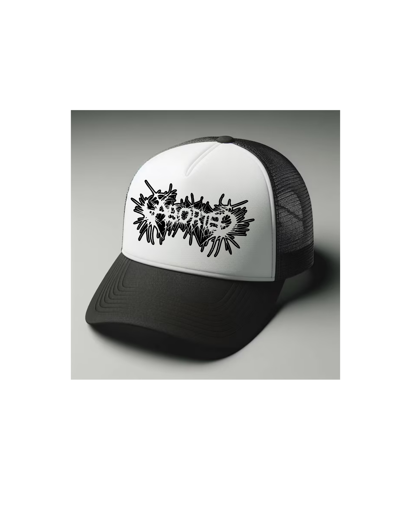 Aborted Black and white trucker hat mesh cap Music, Birthday Gift one size