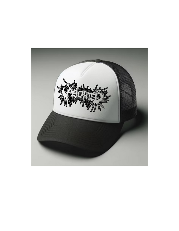 Aborted Black and white trucker hat mesh cap Music, Birthday Gift one size