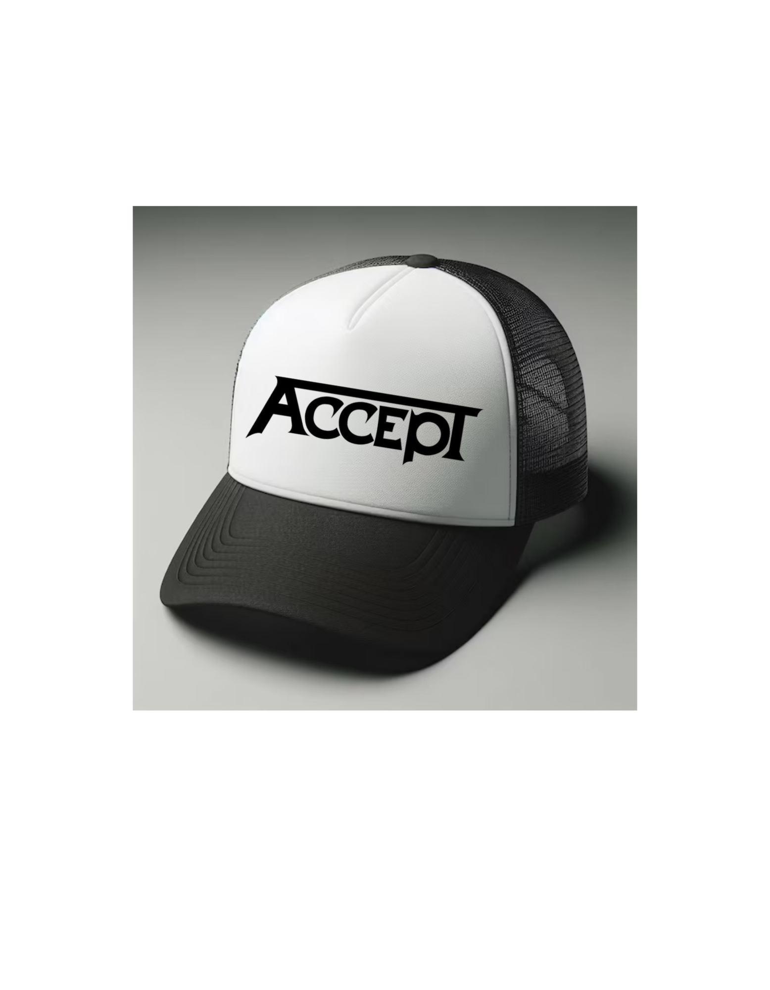Accept Black and white trucker hat mesh cap Music, Birthday Gift one size